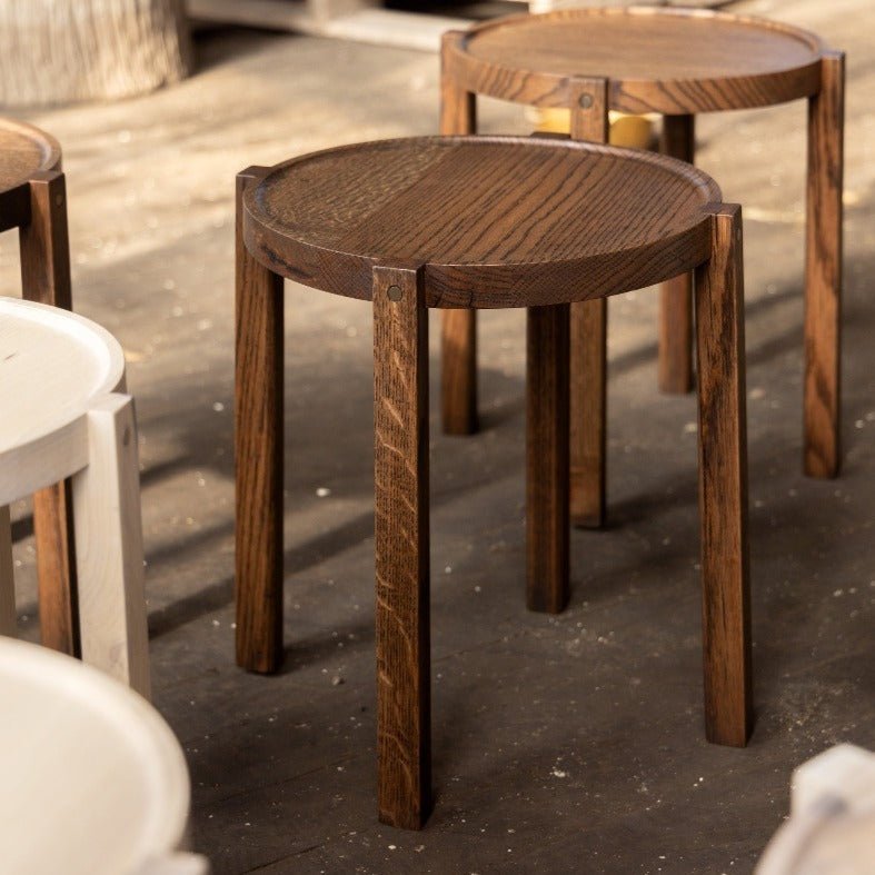 Waverly Side Table | Modern Round Wood Side Table with Metal Details-zoom-