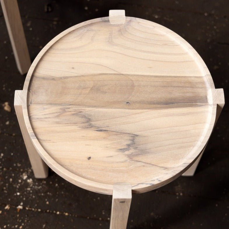 Waverly Side Table | Modern Round Wood Side Table with Metal Details-zoom-