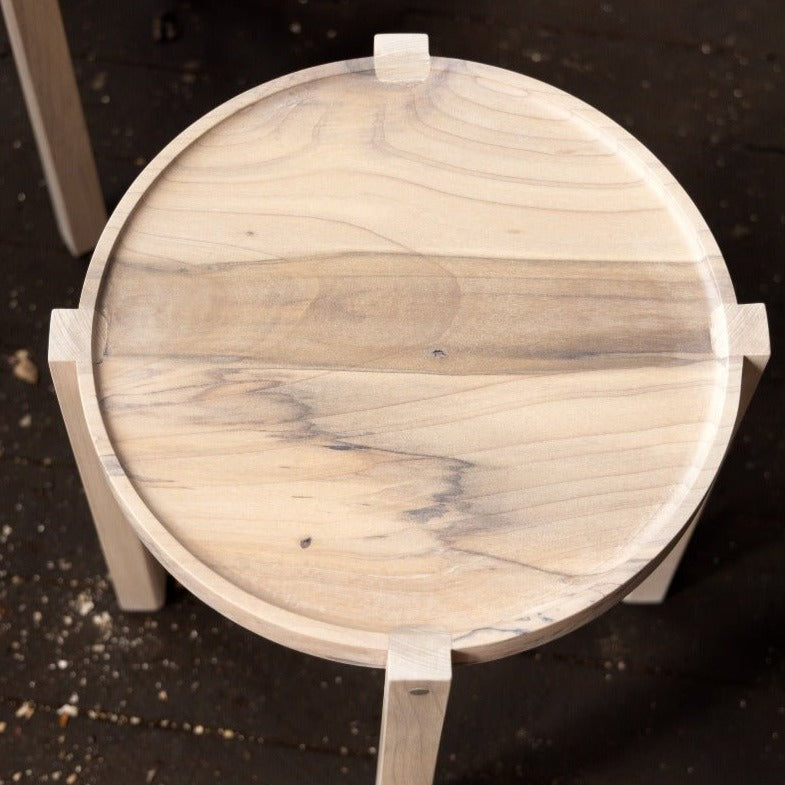 Waverly Side Table | Modern Round Wood Side Table with Metal Details-zoom-