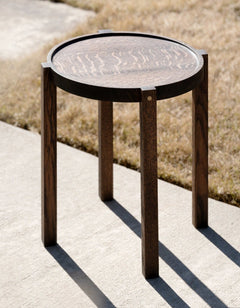 Waverly Side Table | Modern Round Wood Side Table with Metal Details - Aware House