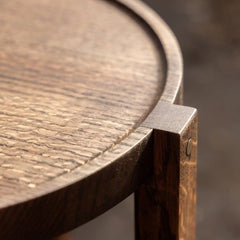 Waverly Side Table | Modern Round Wood Side Table with Metal Details - Aware House
