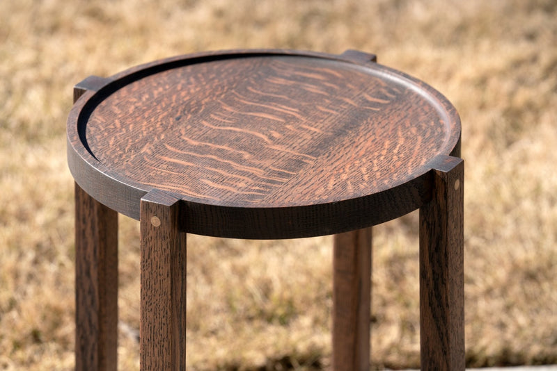 Waverly Side Table | Modern Round Wood Side Table with Metal Details-zoom-