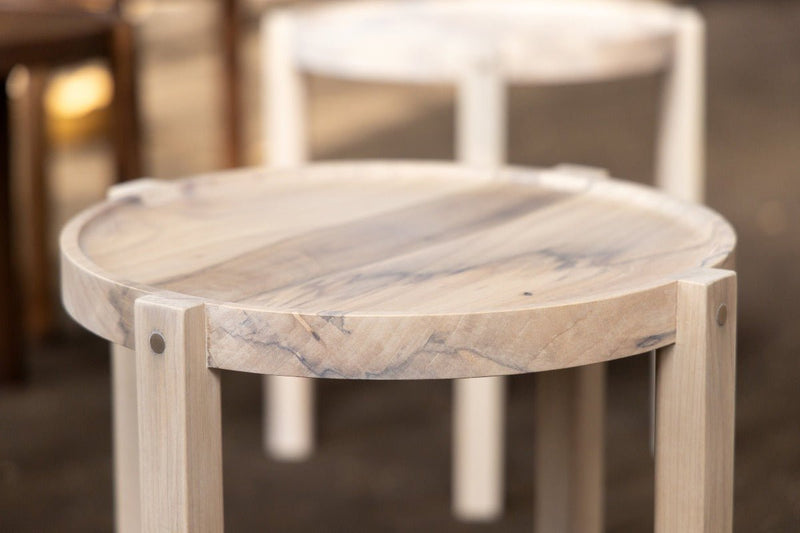 Waverly Side Table | Modern Round Wood Side Table with Metal Details-zoom-