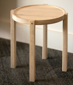 Waverly Side Table | Modern Round Wood Side Table with Metal Details - Aware House