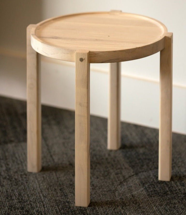Waverly Side Table | Modern Round Wood Side Table with Metal Details - Aware House