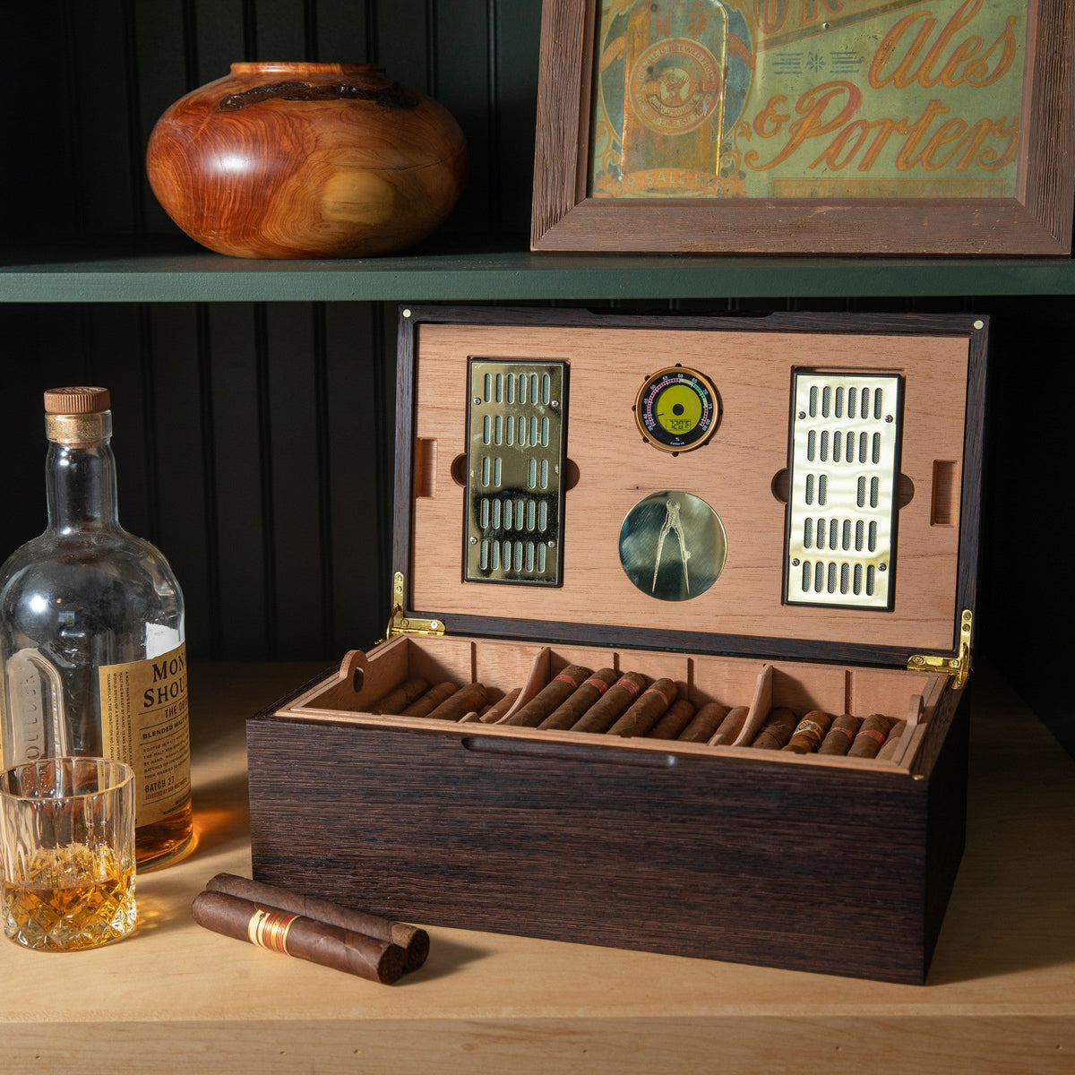 Cigar Humidor | Wenge with Spanish Cedar Lining - 80 Capacity-zoom-25