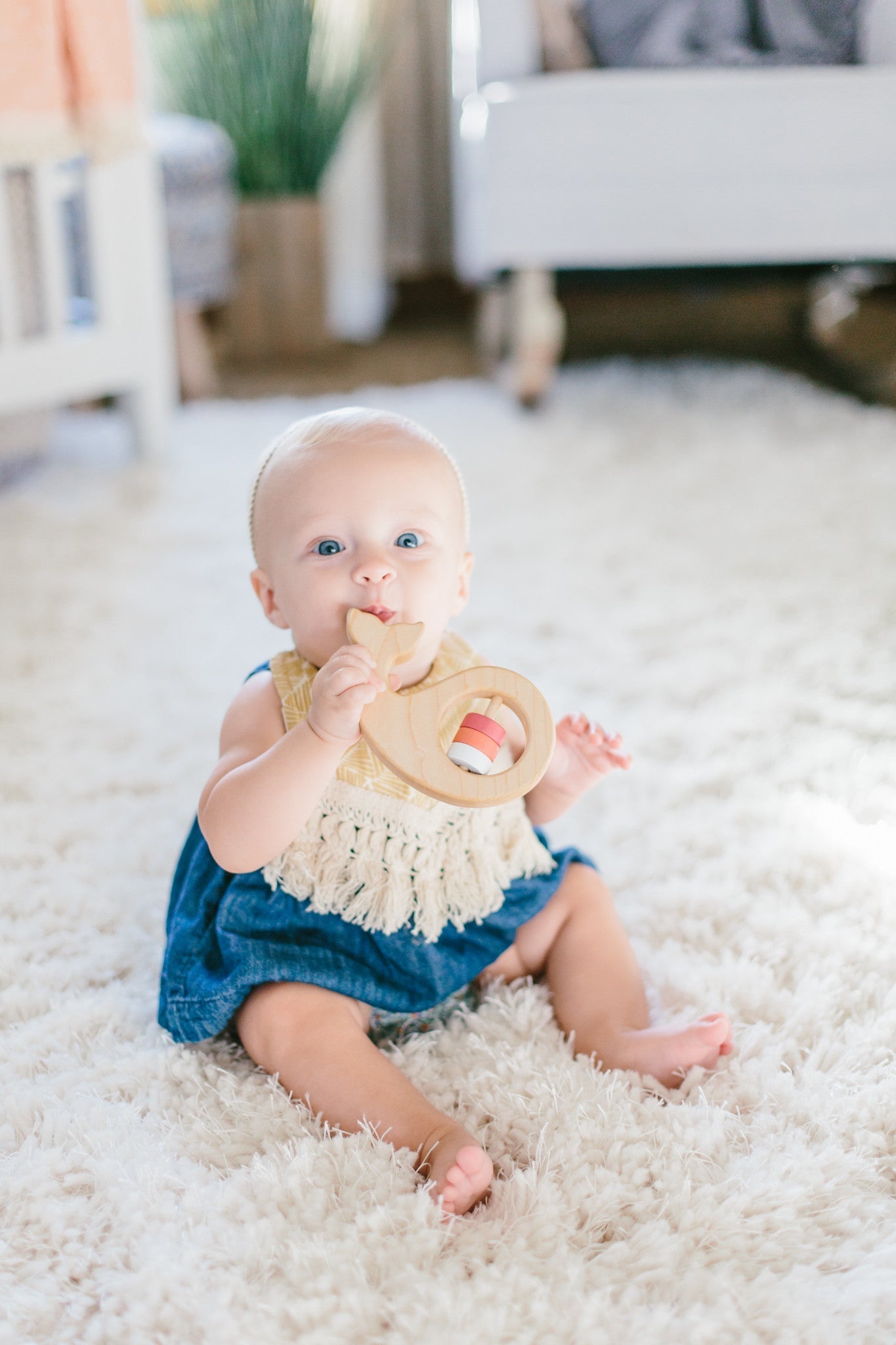 Whale Wooden Baby Rattle - Aware House