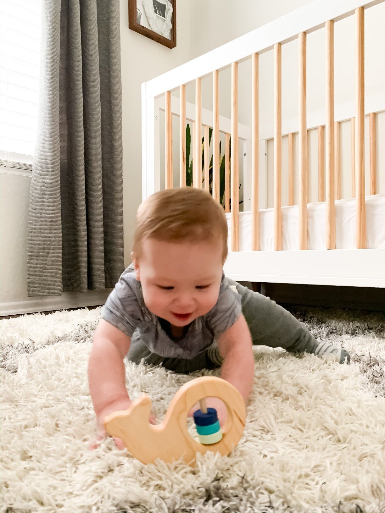 Whale Wooden Baby Rattle - Aware House