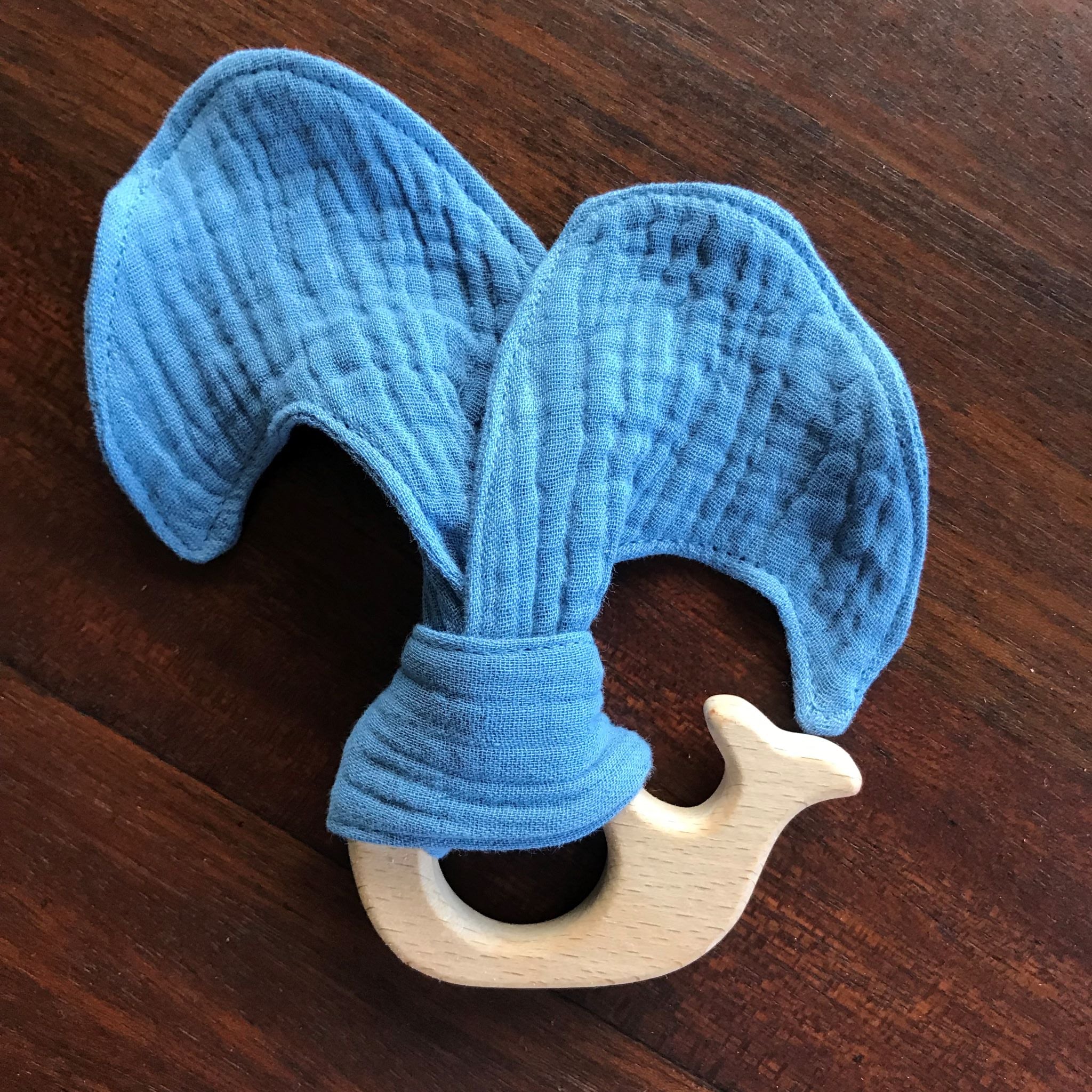 Baby Beech Wood Teether | Organic Cotton Fabric Tie
