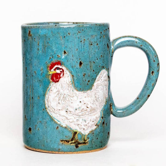 White Chicken Blue Spangled Mug