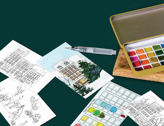 Winter Village Watercolor Painting Kit