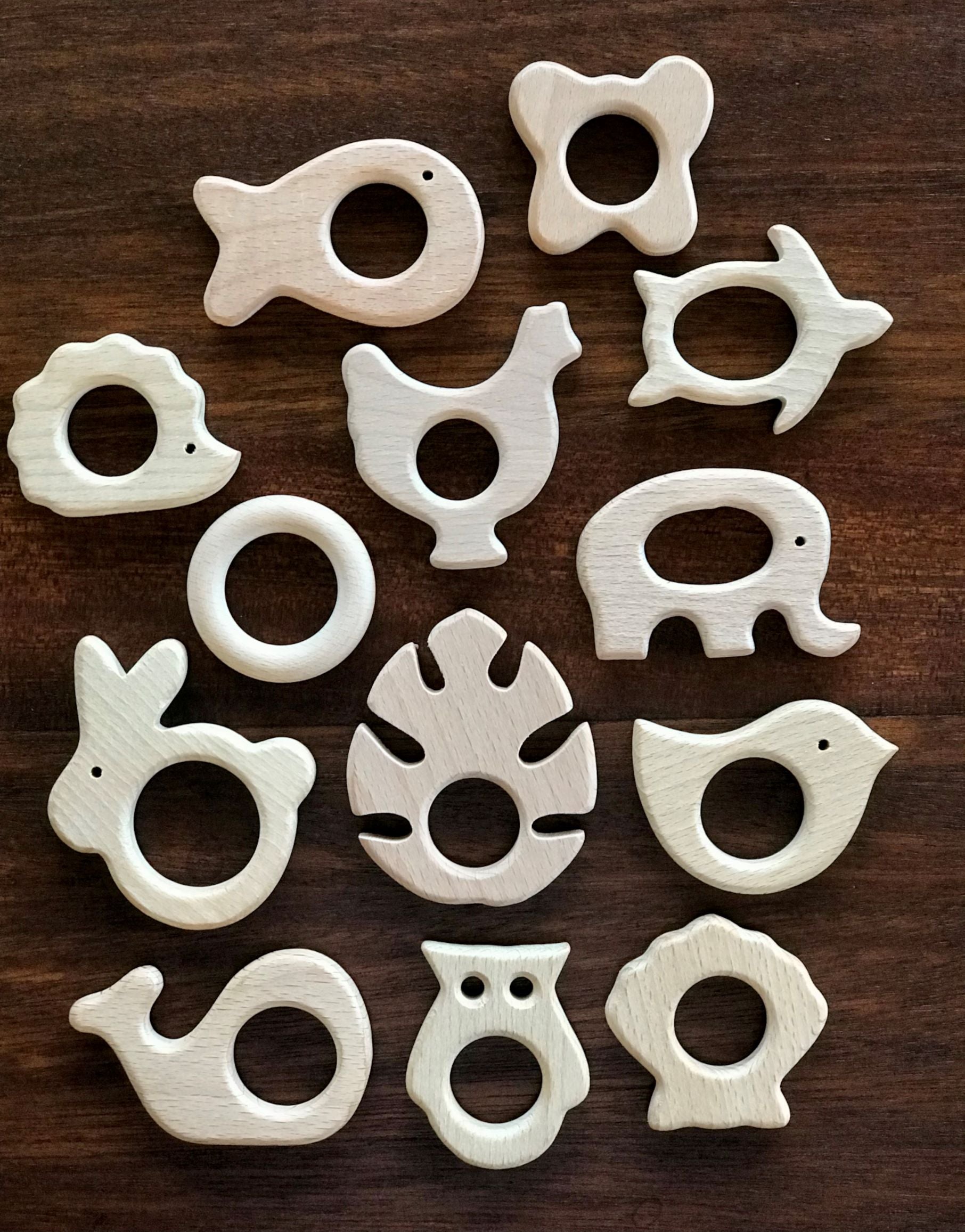 Baby Beech Wood Teether | Organic Cotton Fabric Tie-zoom-4