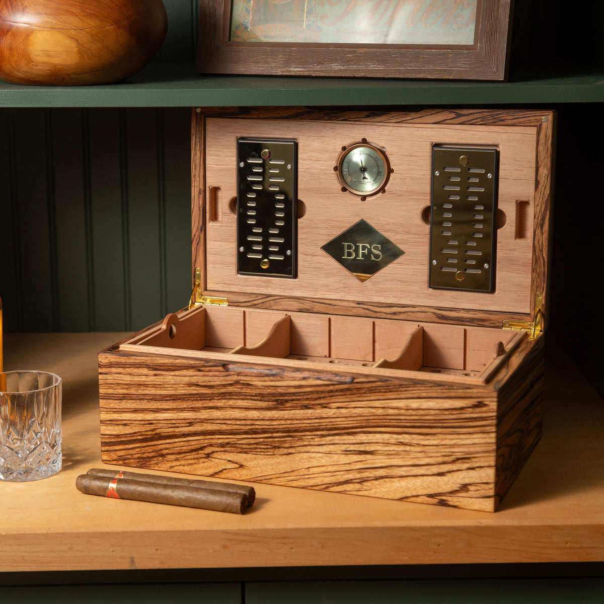 Cigar Humidor | Zebrawood with Spanish Cedar Lining | 80 Capacity-zoom-18