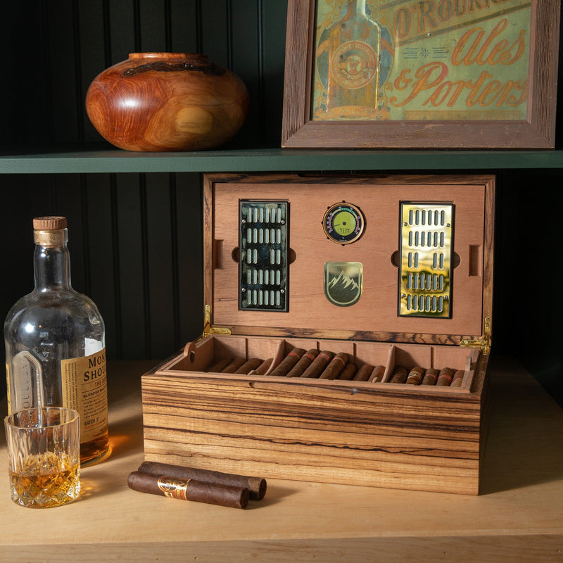 Cigar Humidor | Zebrawood with Spanish Cedar Lining | 80 Capacity-zoom-
