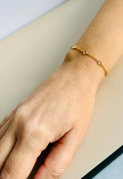 June Birthstone Moonstone Bracelet | Sterling Silver & Gold Gemstone Jewelry - Aware House