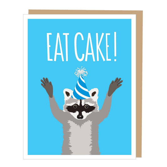 Raccoon Eat Cake Birthday Card