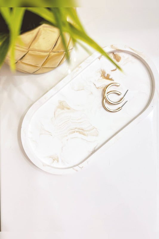 Marble Oval Concrete Tray